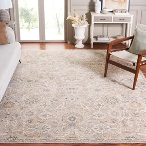 Eden Collection Area Rug - 8' x 10', Beige & Ivory Blue, Floral Design, Non-S... - Picture 1 of 2