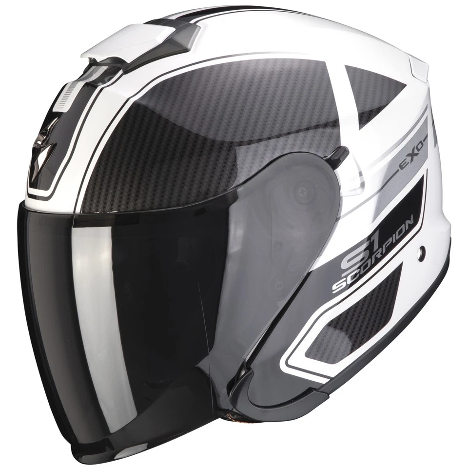 Scorpion Exo-S1 Cross-Ville Weiss / Schwarz / Silber Jethelm Rollerhelm - Bild 1 von 1