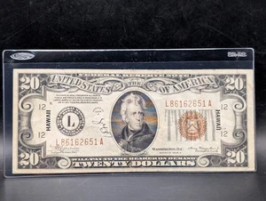๐ฅ $20 1934 A HAWAII FEDERAL RESERVE NOTE HAWAIIAN WWII EMERGENCY ISSUE CURRENCY - Picture 1 of 10