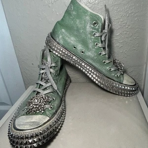 Free People Nan-Ku Cruise Green Aloe 10 Studded Strass High Top Sneaker 41 - Bild 1 von 7