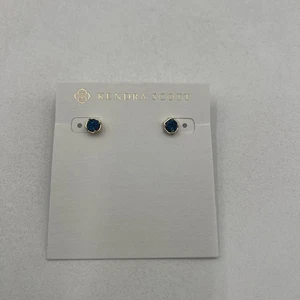 Kendra Scott Nola Stud Earrings (Gold/Blue Drusy) Earring - Picture 1 of 2