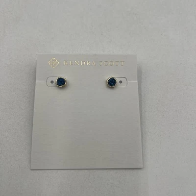 Kendra Scott Nola Stud Earrings (Gold/Blue Drusy) Earring - Image 1 of 2