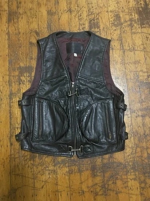 Chaleco de cuero genuino, negro, talla M Foto 1 de 3