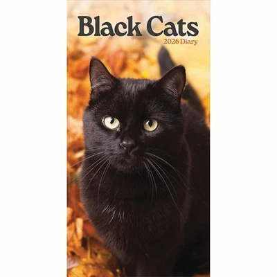 CAROUSEL WORLDWIDE Black Cats Slim Diary 2026 - Animal - Two Week To View