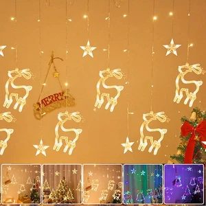 3m 126 LED Lichtervorhang Weihnachts Lichterkette Fenster Innen Deko Batterie DE - Bild 1 von 29