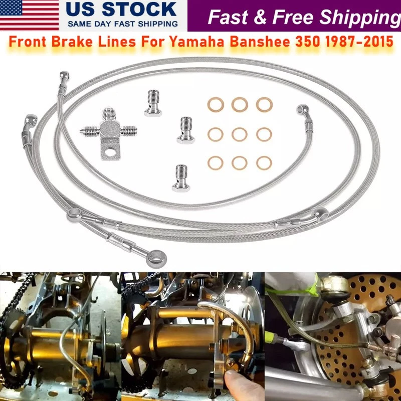 Stainless Steel Brake Line Kit Tusk Front ATV Stainless Steel Braided Brake Line | Standard Length 2" For Yamaha Banshee 350 (1990-2006) ATV Steel Brake Line