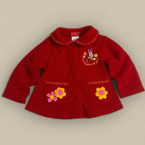 Vintage Y2K Disney Baby rote Jacke 18 Monate Mantel Minnie Mouse bestickt Blumen - Bild 1 von 4