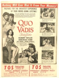 1950er * CLAXTON, GA TOS THEATER FLYER: ROBERT TAYLOR in QUO VADIS. "12"" x 9"" - Bild 1 von 1