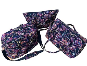 Vera Bradley Travel Set 3 Piece Navy Floral - Picture 1 of 11