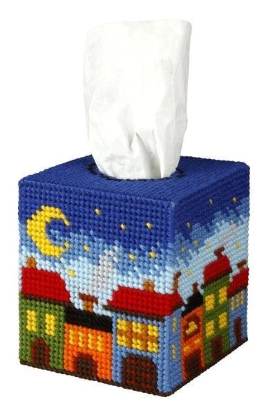 Tissue box cover - Orchidea Needlepoint (halfstitch) kit City at night 5103 - Image 1 of 1