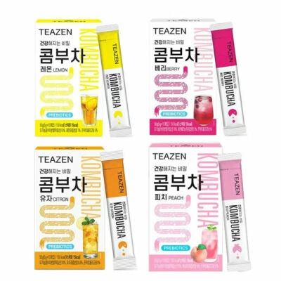 TEAZEN Kombucha koreanisches gesundes Getränk (Beere Zitrone Zitrone Pfirsich) K-Food