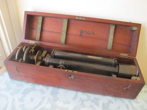 Antique Brass SURVEYORS LEVEL RUBERGALL of London 1850? Mahogany Case - Bild 1 von 17