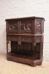 ANTIQUE CARVED OAK GOTHIC FIGURAL CABINET ca. 1890 - Picture 1 of 8