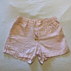 Ellen Tracy Womens Pink Linen Shorts Drawstring Pockets Size Large