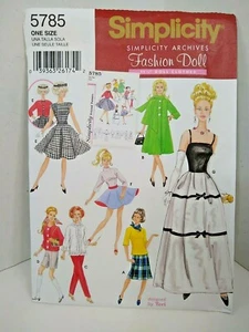 Simplicity 5785 Dresses sewing pattern 11.5 inch Fashion Doll New - Picture 1 of 3
