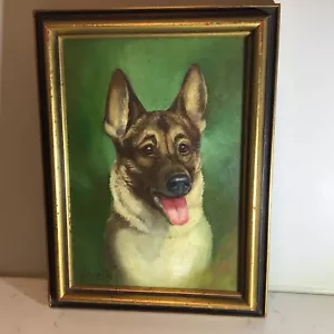 VTG Original Marilyn Shanto Stubbs Oil on Board German Shepherd Dog Painting 8"H - Picture 1 of 18