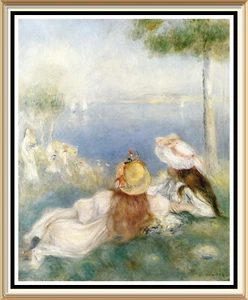 30yr Old Vintage Home Decor Wall Art by AUGUSTE RENOIR - GIRLS BY THE SEASHORE - Picture 1 of 1