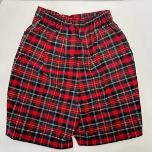 Vintage Girls Bermuda Shorts Red Green Plaid Girls Size 10 - Picture 1 of 7