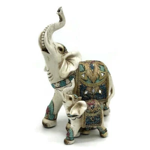 Estatuilla de elefante de resina blanca tronco - Imagen 1 de 4