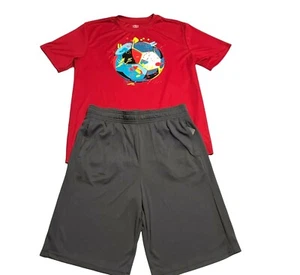 Athletic Works Youth Boys Mesh Short & Graphic Tee Top Set Size 18 Red Black - Picture 1 of 4