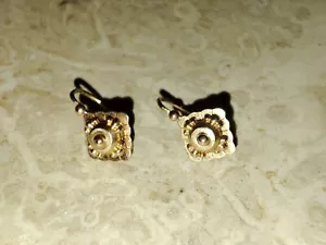 Boucles d'oreille ancienne dormeuse or 18k 750°° tete d'aigle - Imagen 1 de 5