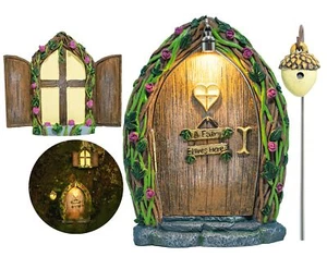 Fairy Door and Window Kit for Outdoor Gardens Fairy House Decor - Picture 1 of 9