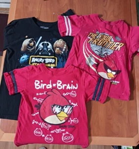 Lot of Three ANGRY BIRDS Star War Youth Size 6 Red Black Short sleeve t-shirts - Picture 1 of 10