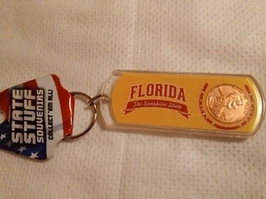 Florida The Sunshine State Double Headed Lucky Penny Keychain Souvenir - Picture 1 of 2