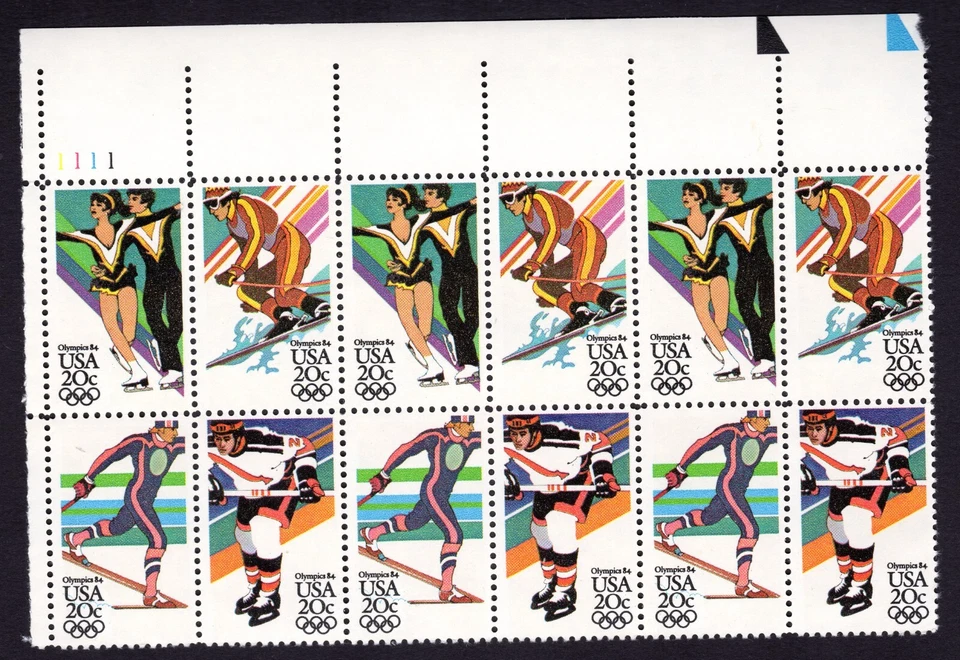 Scott #2070a (2067-2070) 1984 Winter Olympics Plate Block of 12 Stamps - MNH UL - Image 1 of 1