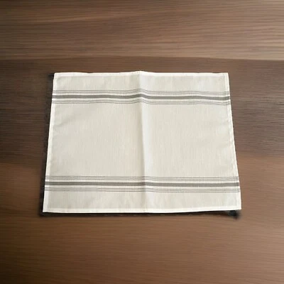 Juego de 4 servilletas de granja blancas con rayas grises 100 % poliéster suave NUEVO Foto 1 de 4