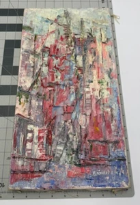 F Hochstein "Street in Majorca" Abstract Oil Canvas MID Century 18" x 9.5" - Picture 1 of 18