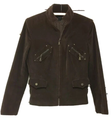 Chaqueta Ann Klein para mujer talla 6 de pana con cremallera frontal Foto 1 de 4