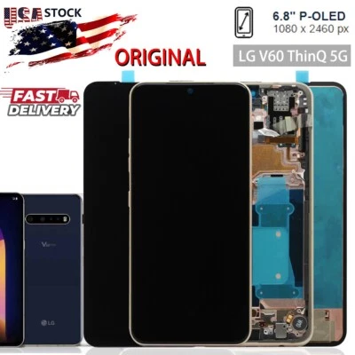 OEM OLED LCD Display Touch Screen Digitizer ± Frame For LG V60 ThinQ 5G NEW USA - Image 1 of 4