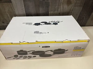 BELLA 12 Piece  Nonstick Kitchen Essentials Cookware Set black  New - Picture 1 of 5