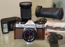 EXC Brown PENTAX K1000 SE w/ SMC Pentax-M 50mm f/2 & zoom lens + NEW LIGHT SEALS