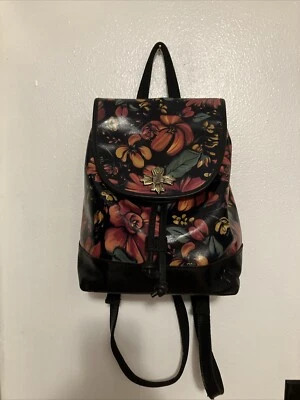 Patricia Nash Seluci Backpack Leather Purse Bag Tropical Escape Black Floral NWT - Image 1 of 4