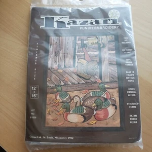 Vintage Kazari Punch Embroidery Kit Sealed Duck Family E-1030 12" x 16" - Picture 1 of 6
