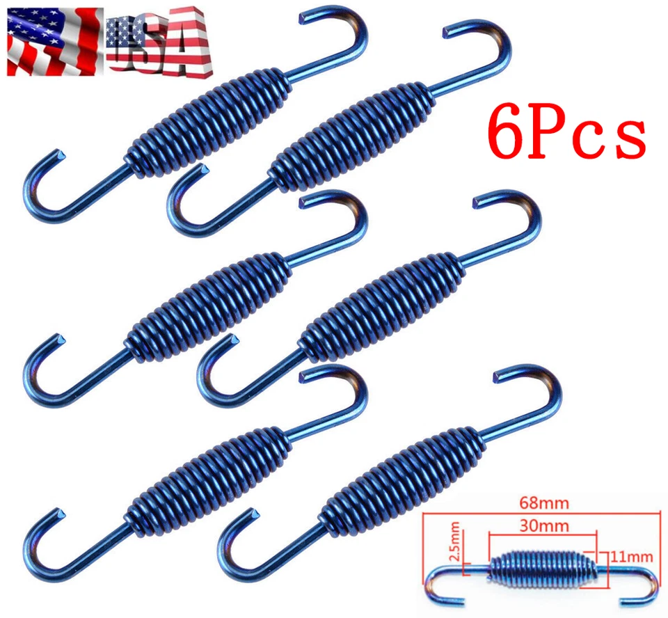 6X Motorcycle Stainless Steel Exhaust Muffler Pipe Silencer Swivel Spring Hooks - Image 1 of 4