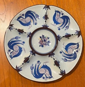 Vintage Royal Copenhagen Danish Modern Blue Peacock Dish Plate Bette Jesssn - Picture 1 of 2