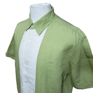 Cubavera Men's Size L Green Linen Blend Short Sleeve Cuban Shirt - Picture 1 of 9