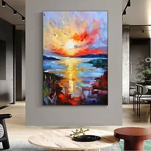 Venta Pintura Abstracta Amanecer 48W X 36 HECHA A MANO Enmarcada Antes 2.495 Ahora $995 - Imagen 1 de 15
