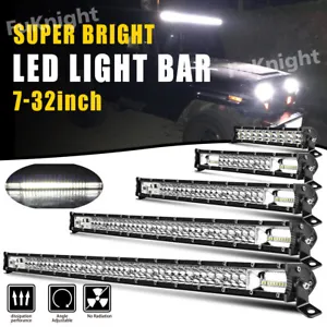 7" 14" 20" 26" 32" Dual Row Spot Flood Combo LED Light Bar Offroad Truck ATV SUV - Picture 1 of 14