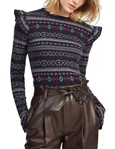$469 Ralph Lauren Fair Isle Patchwork Nordic Aztec Ruffle Trim Jumper Sweater XL - Picture 1 of 14