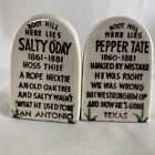 Tombstone Salt & Pepper Shakers Grave Stone Vtg Boot Hill San Antonio Souvenir