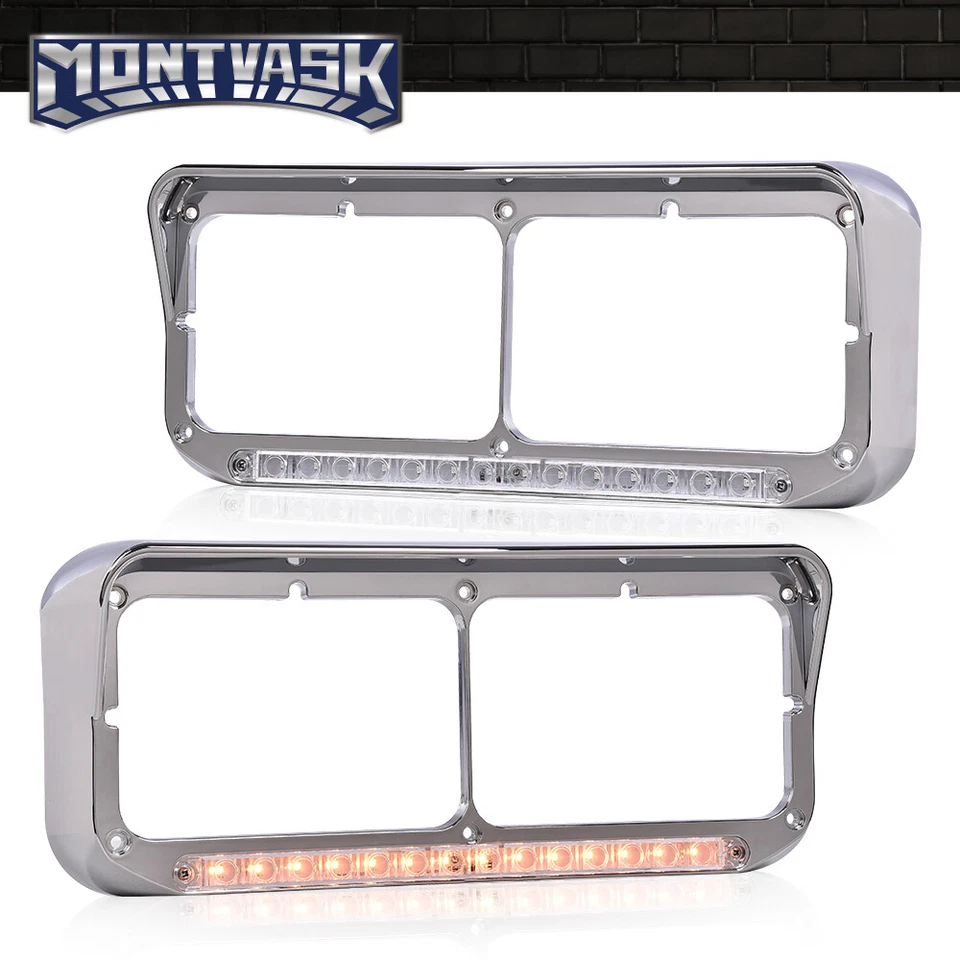 Ajuste para Kenworth T400 T600 T800 W900B W900L cromado 4x6 LED farol moldura par - Imagem 1 de 4