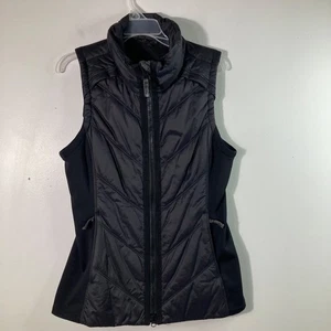 Gilet donna Athleta puffer M zip davanti nero nylon poliestere spandex - Foto 1 di 11
