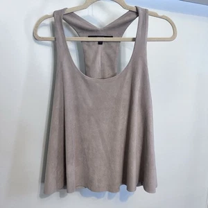 GUESS Suede Beige Tank Top Size Small Scoop Neck Sleeveless Dry Clean Only - Picture 1 of 17