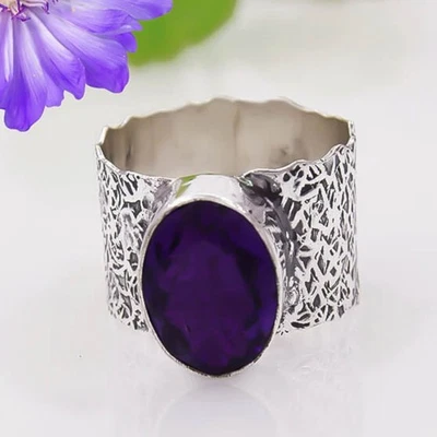 Blue Sapphire Gemstone 925 Sterling Silver Ring Handmade Jewelry Ring For Gift - Image 1 of 2