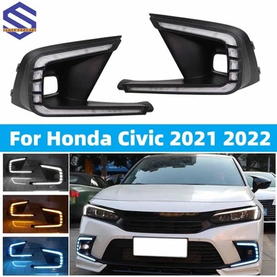 For 2022 2023 2024 Honda Civic Sedan Hatchback Driving LED DRL & Fog Lights Kit - Image 1 of 4