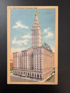 Vista postal vintage del hotel Cleveland en el centro de Cleveland Ohio OH - Imagen 1 de 2